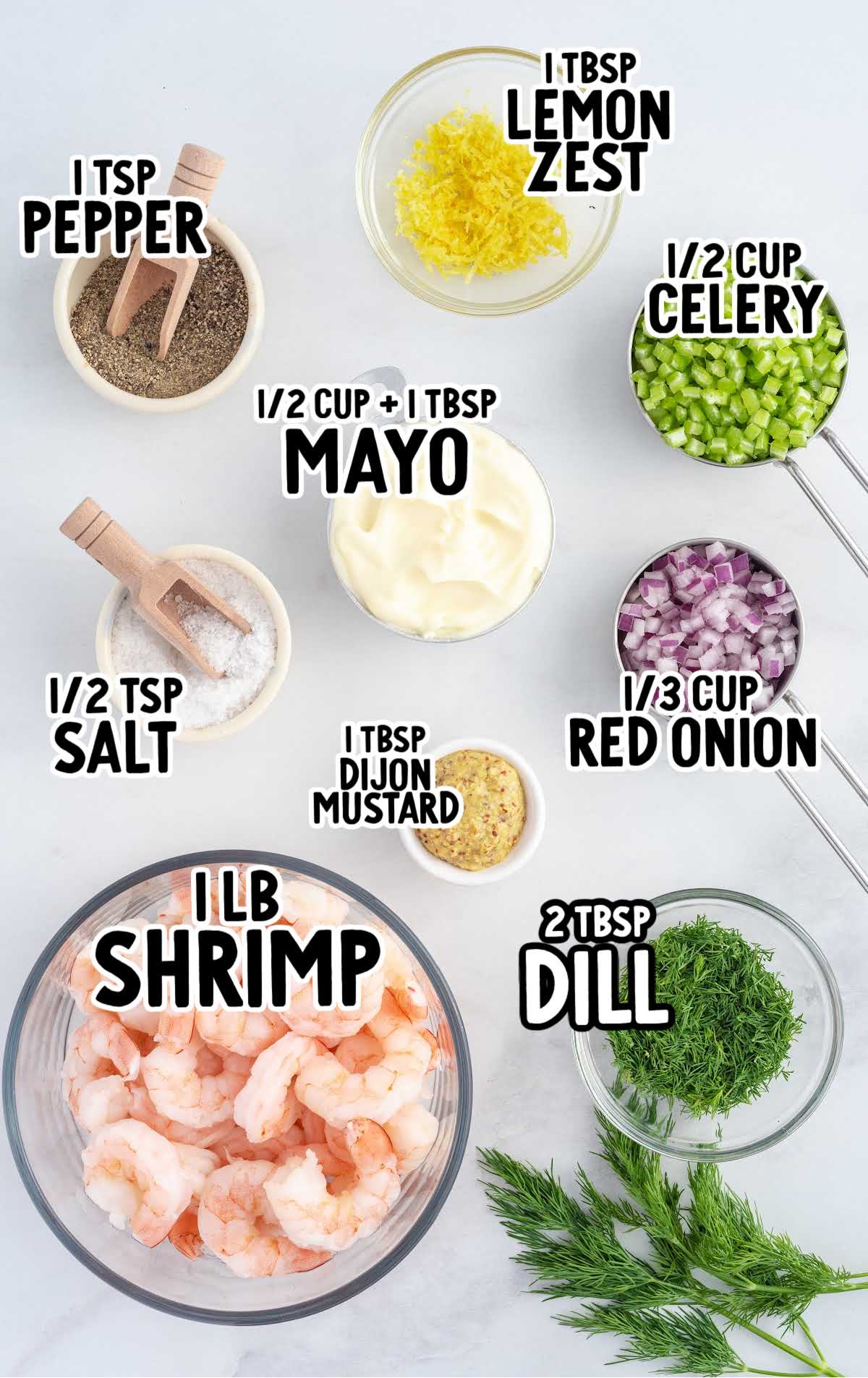Shrimp Salad raw ingredients that are labeled
