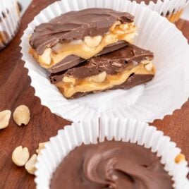 Snickers Snack Cups in a cupcake wrapper