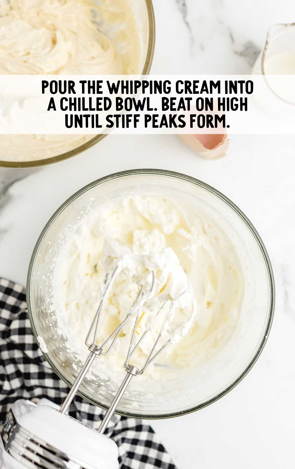 blended whipped cream in a bowl