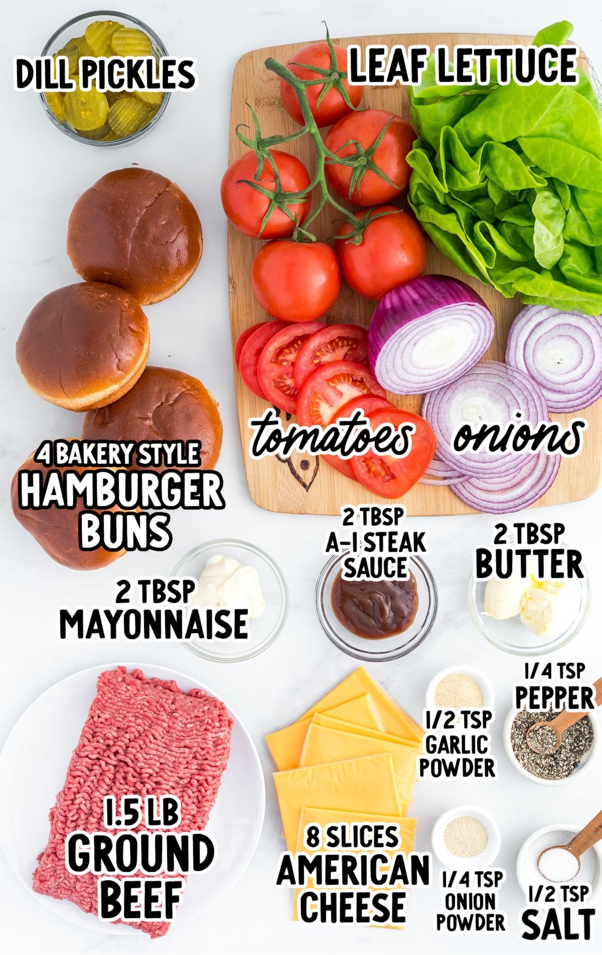 The Best Burger raw ingredients that are labeled