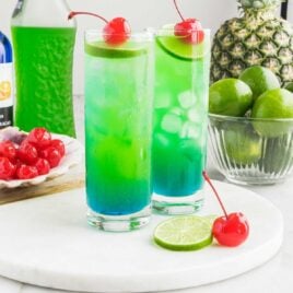Tipsy Mermaids topped with cherry and lime