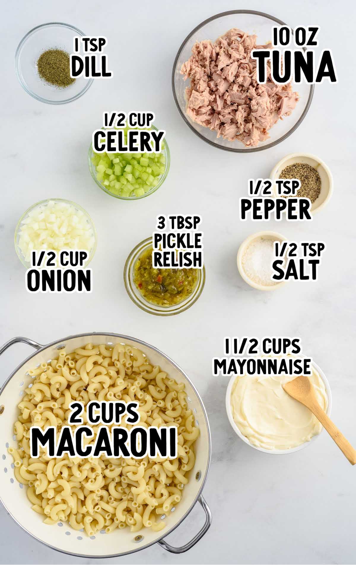 Tuna Macaroni Salad raw ingredients that are labeled