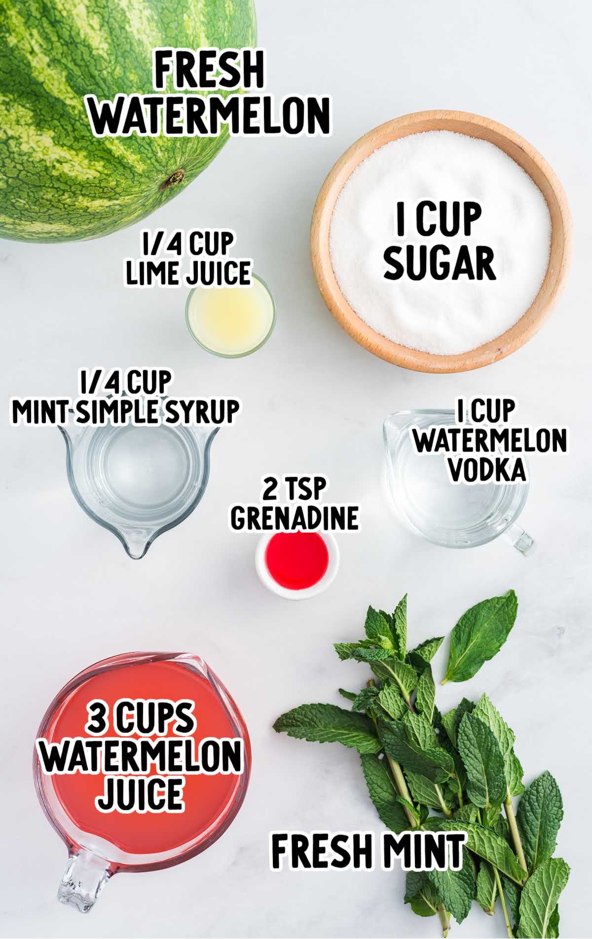 Watermelon Cocktail raw ingredients that are labeled