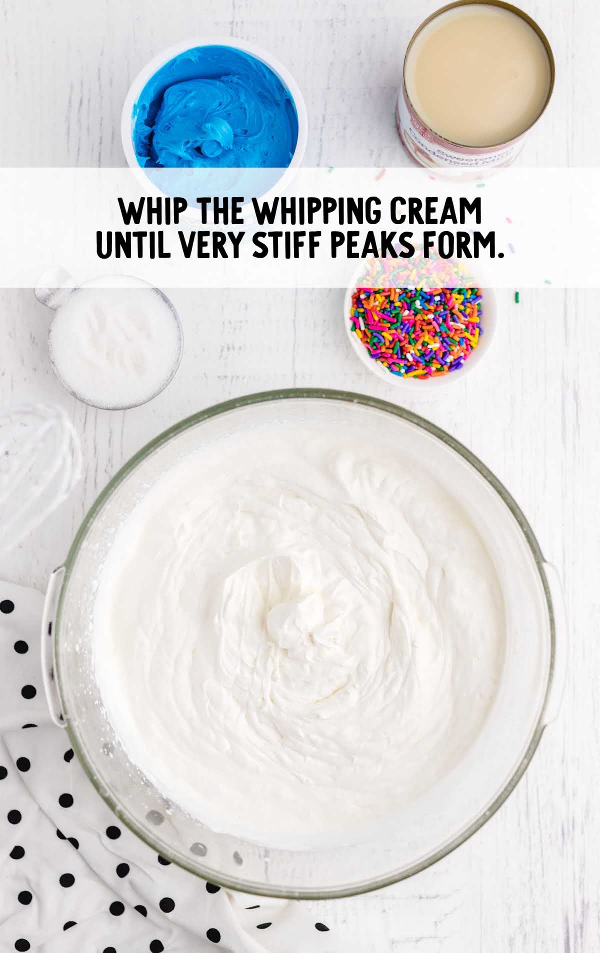 whipping cream whipped in a cup