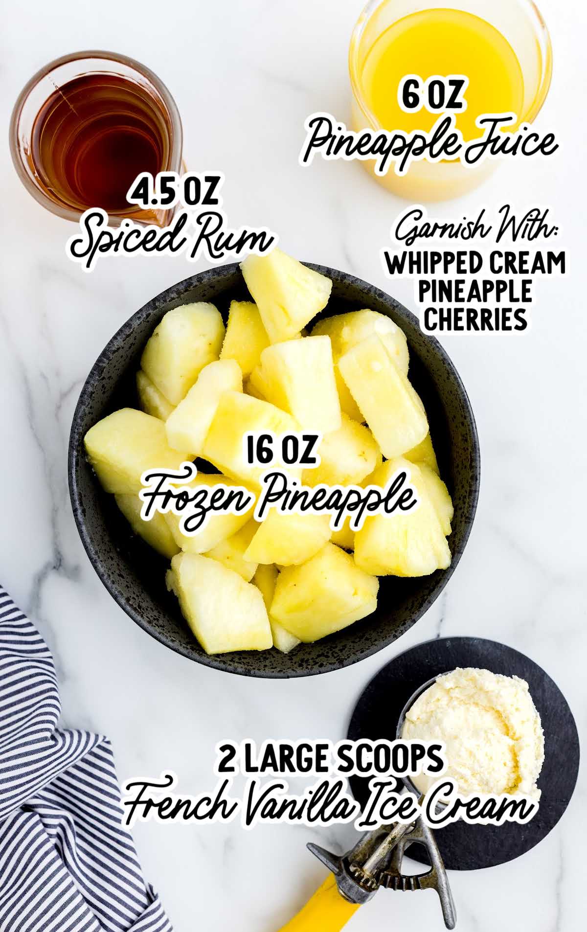 Boozy Dole Whip raw ingredients that are labeled