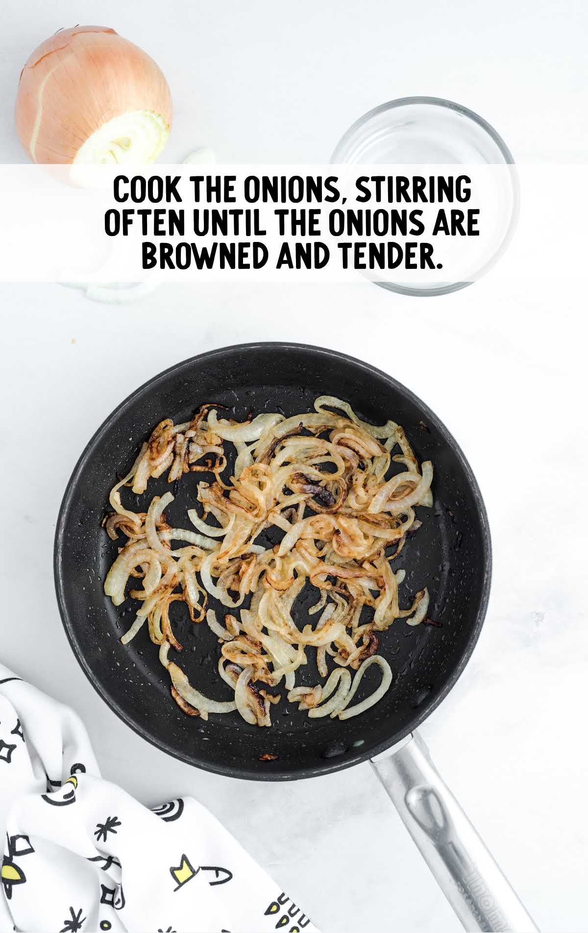 brown onion cooked in a pan
