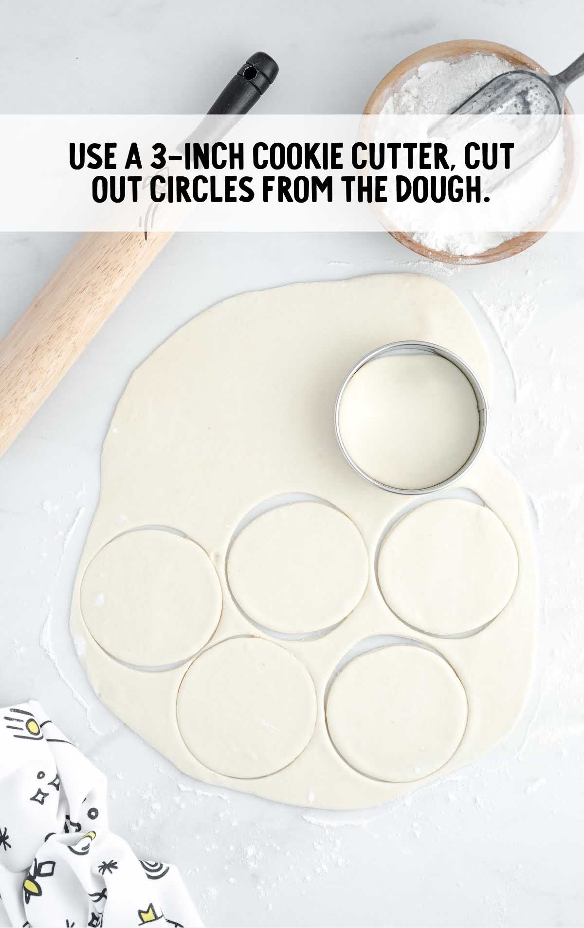 dough cut using cookie cutter