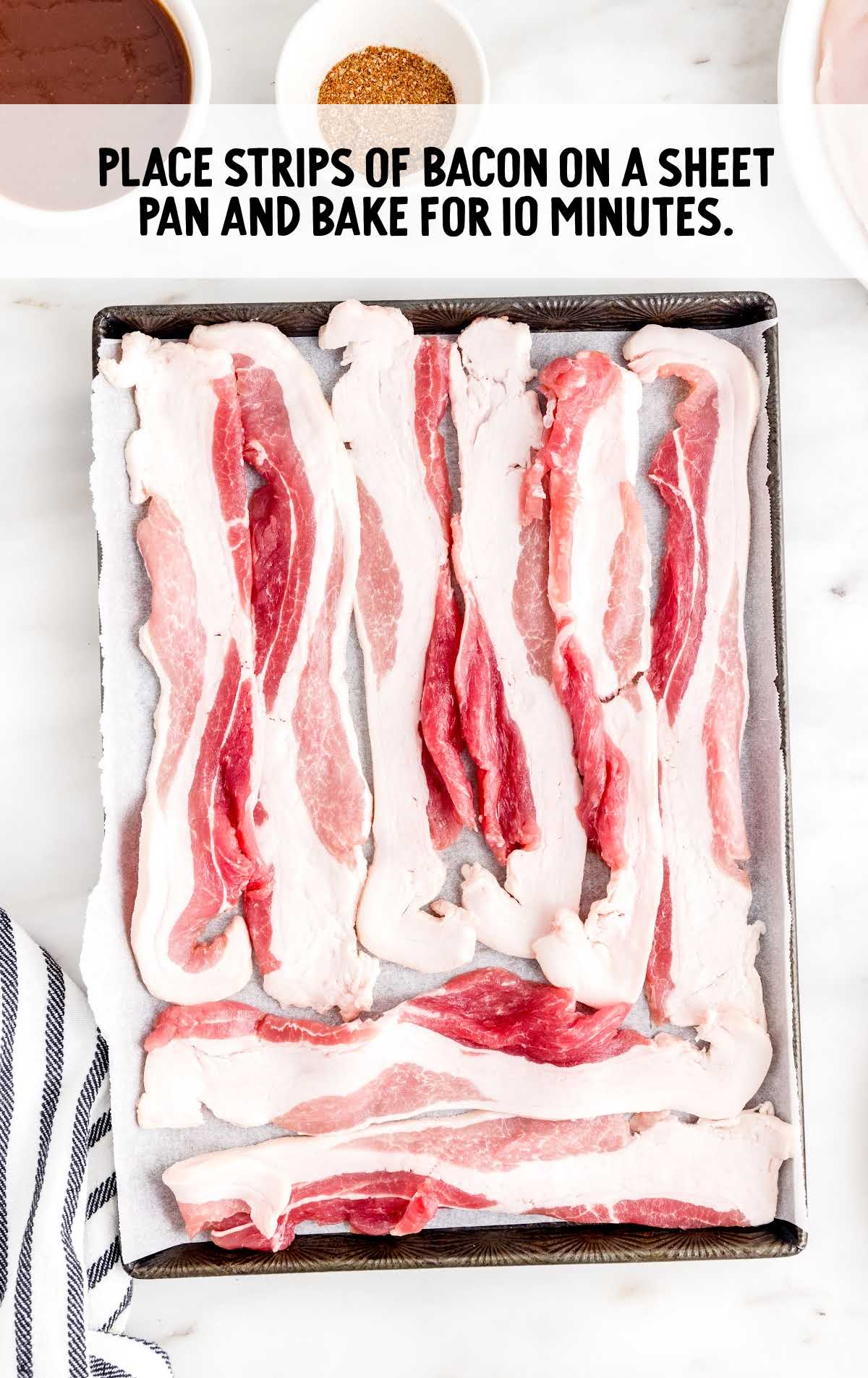 slices of bacon in a sheet pan