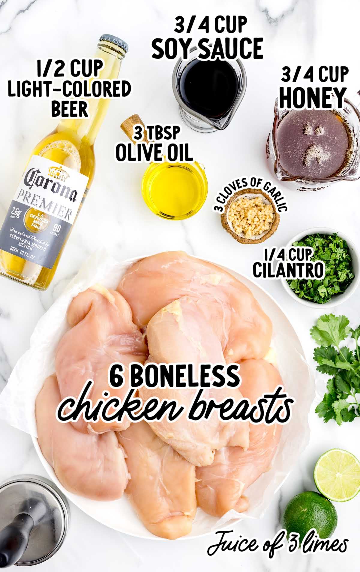 Beer Marinated Chicken raw ingredients that are labeled