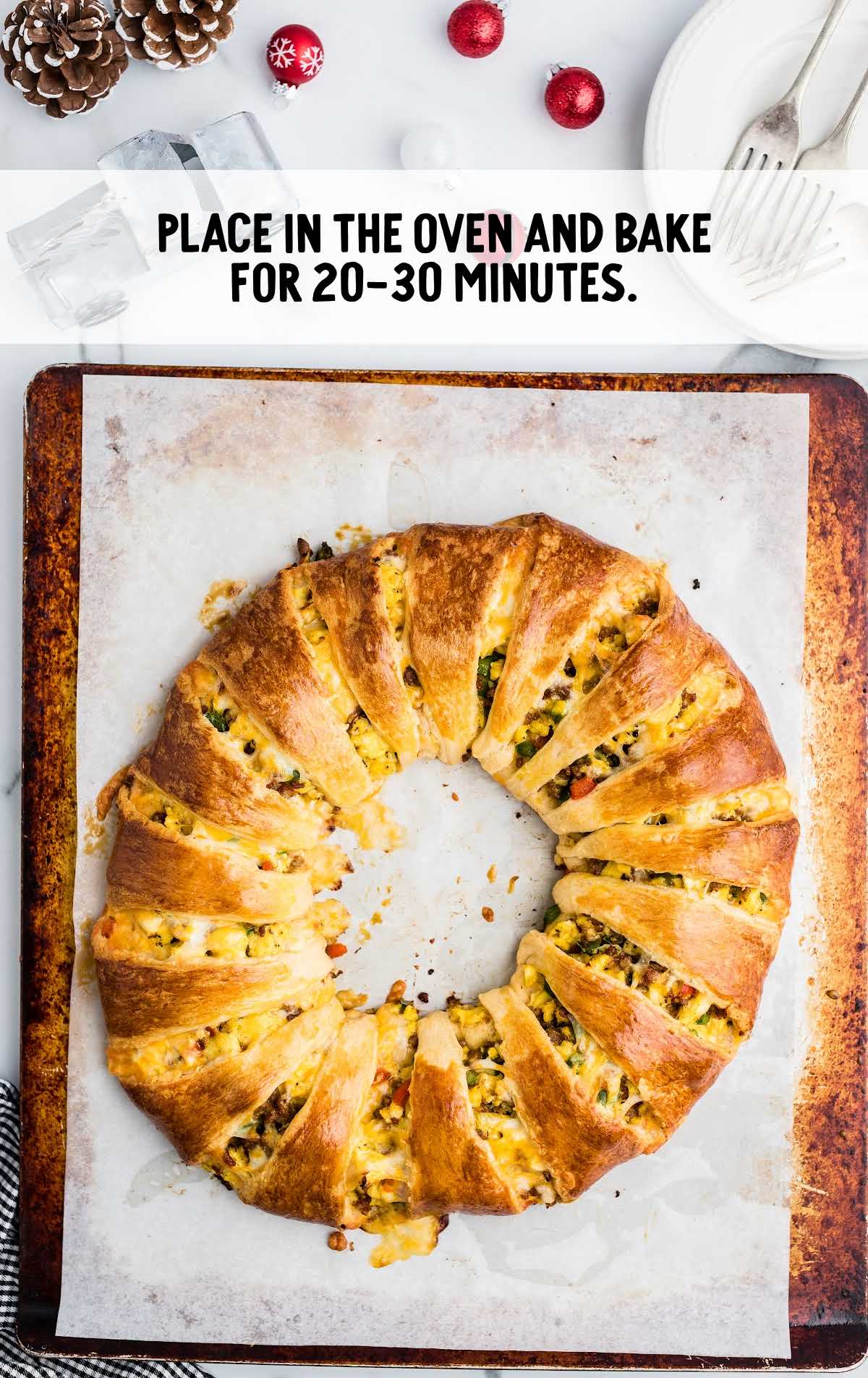 Breakfast Crescent Ring baked in a sheet pan