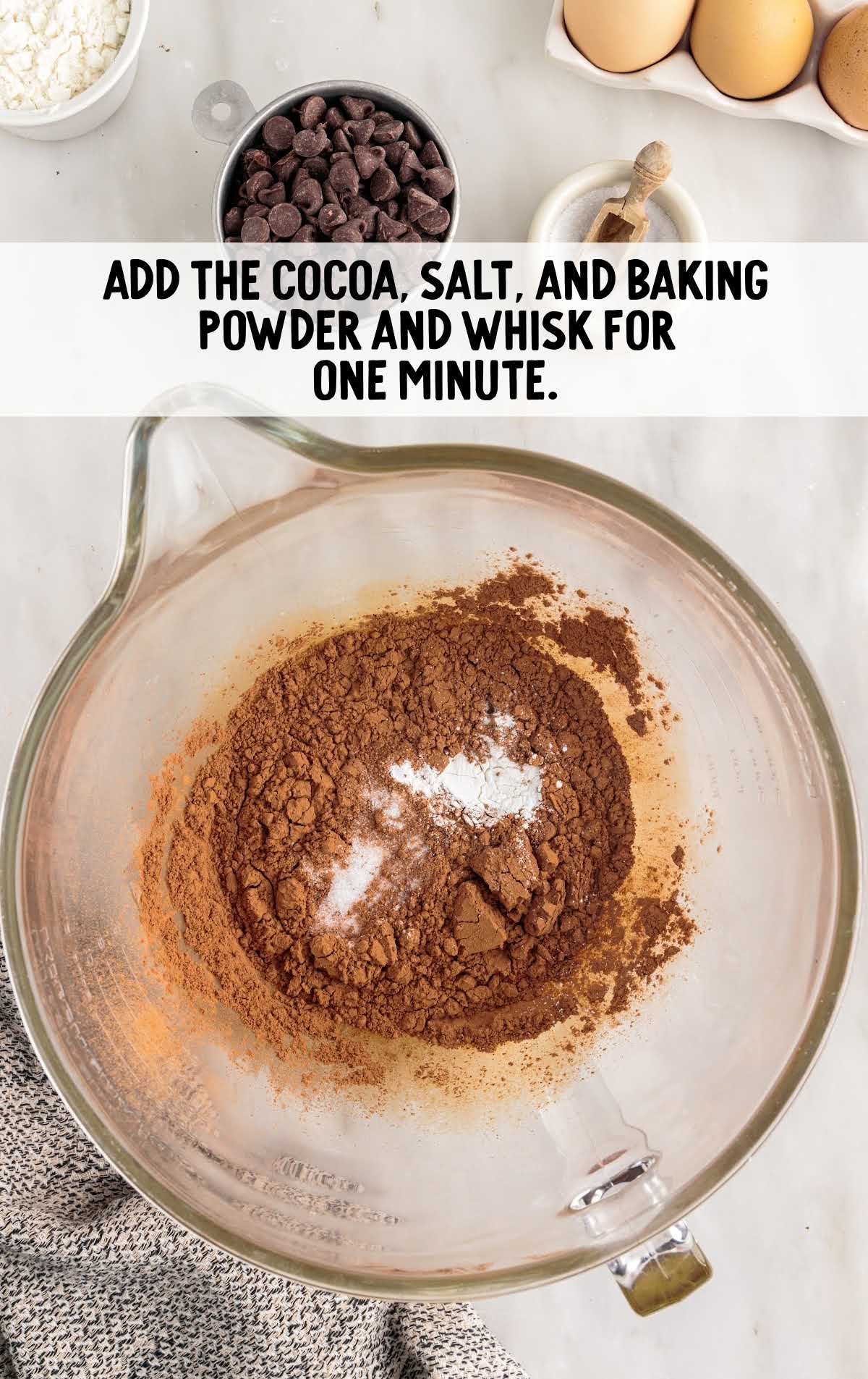 coca, salt, baking powder whisked in a cup
