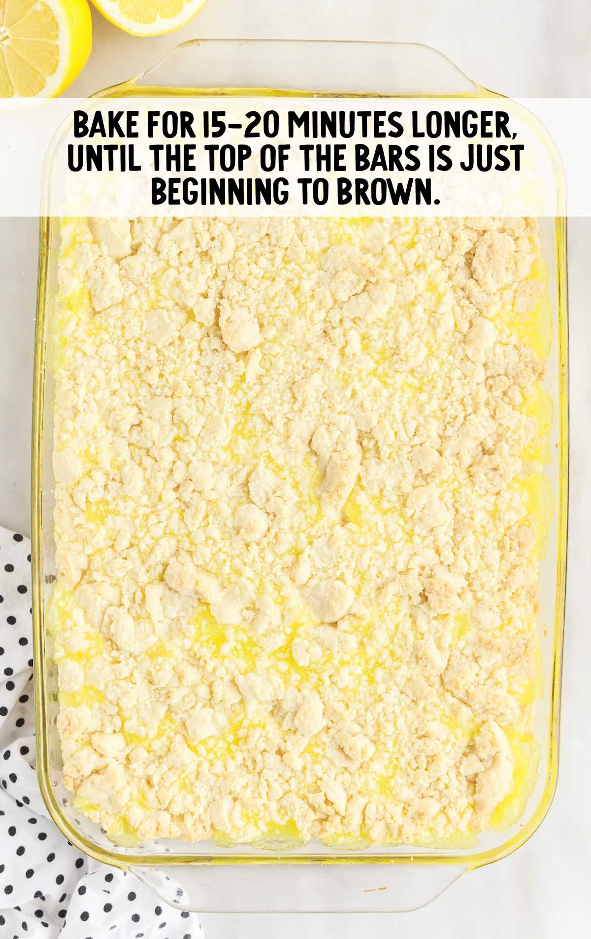 lemon pie filling with crumbs baked in a baking dish