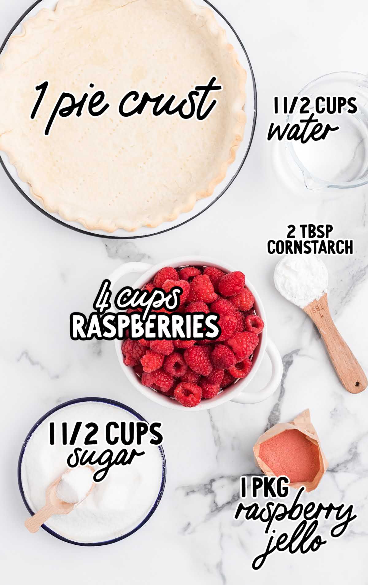 Raspberry Pie raw ingredients that are labeled