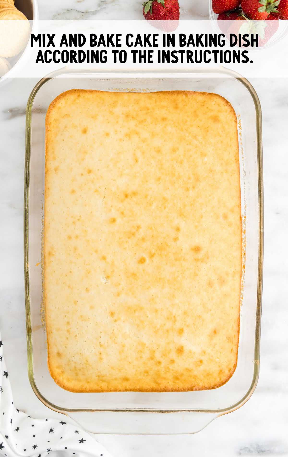 baked cake mix in a baking dish