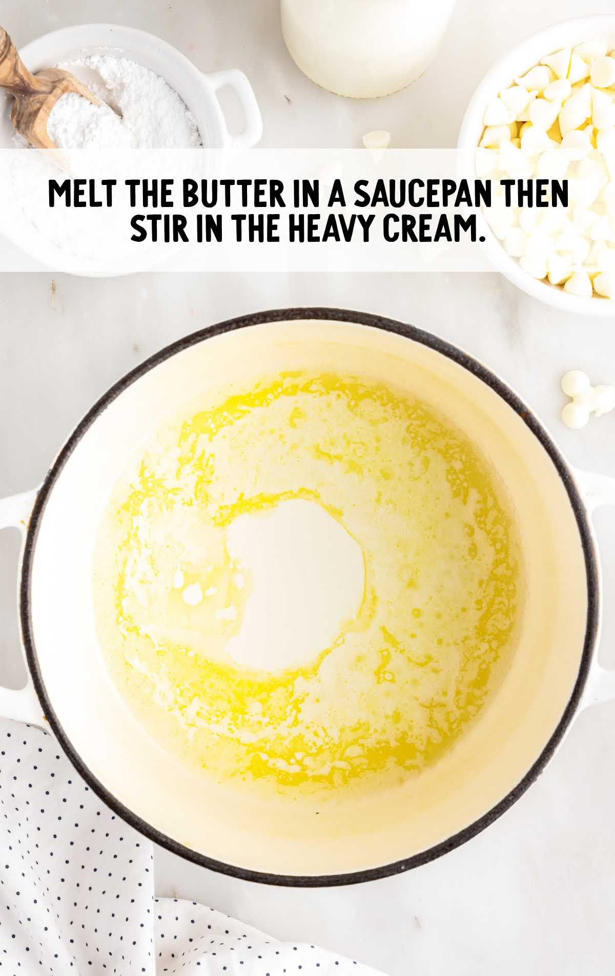 butter and heavy cream stir in a bowl