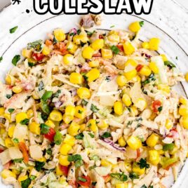 overhead shot of Taco Coleslaw on a plate