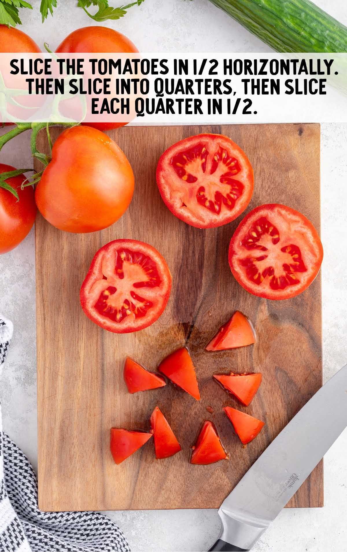 sliced tomatoes on a cutting board