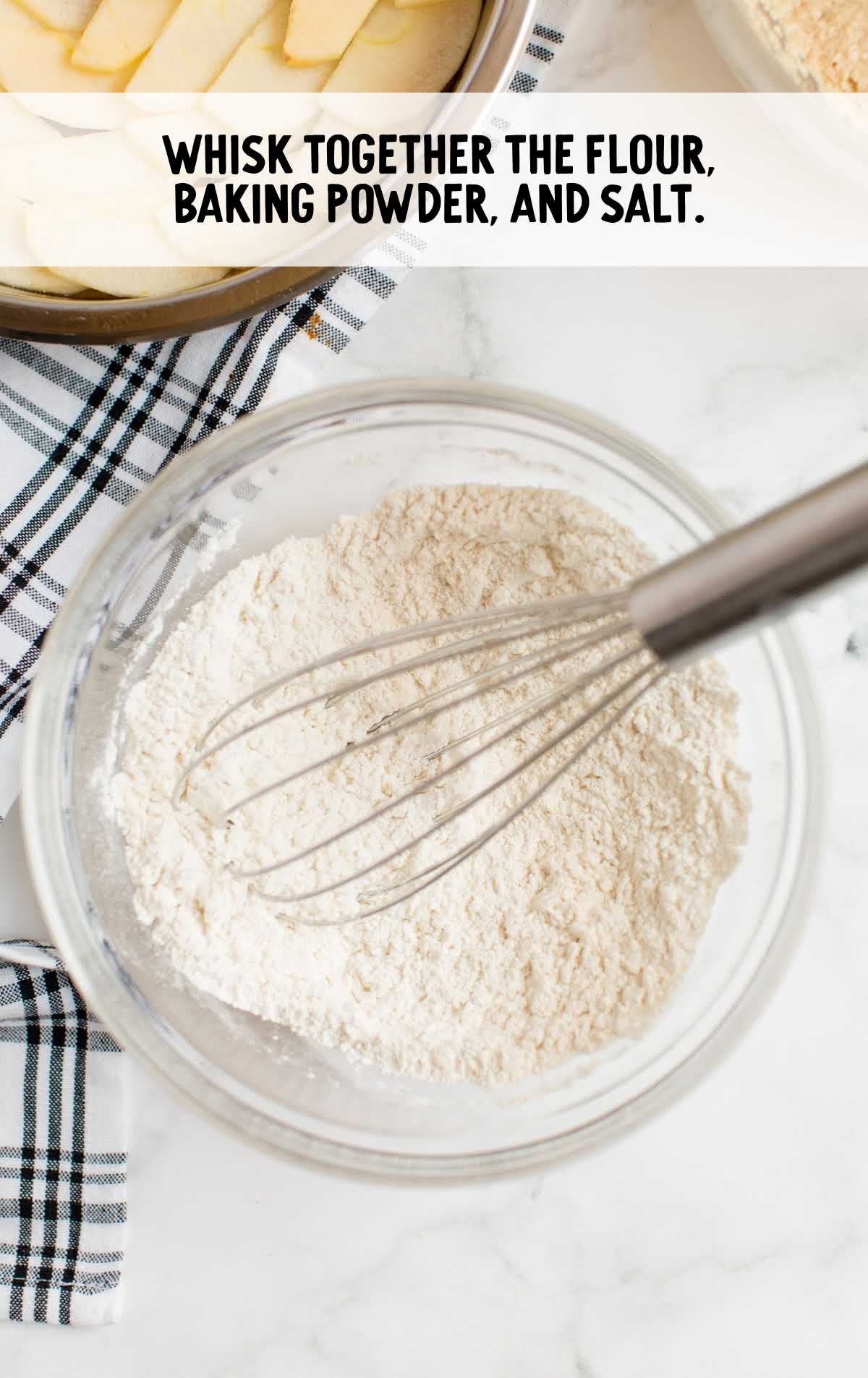 flour, baking powder, and salt whisked together in a bowl