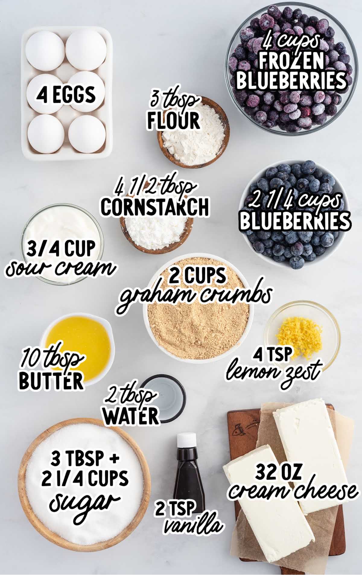 Blueberry Cheesecake raw ingredients that are labeled