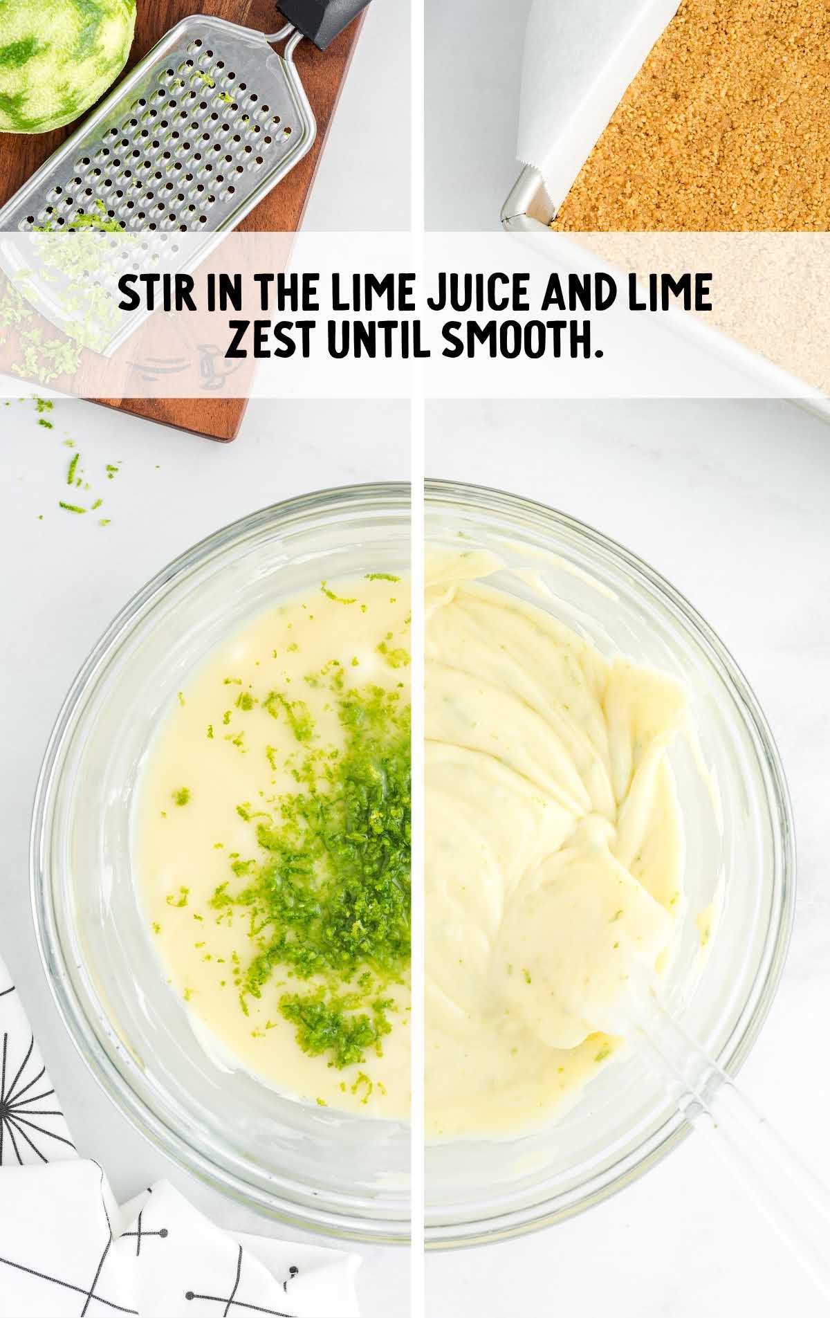 lime juice and lime zest stirred in a bowl
