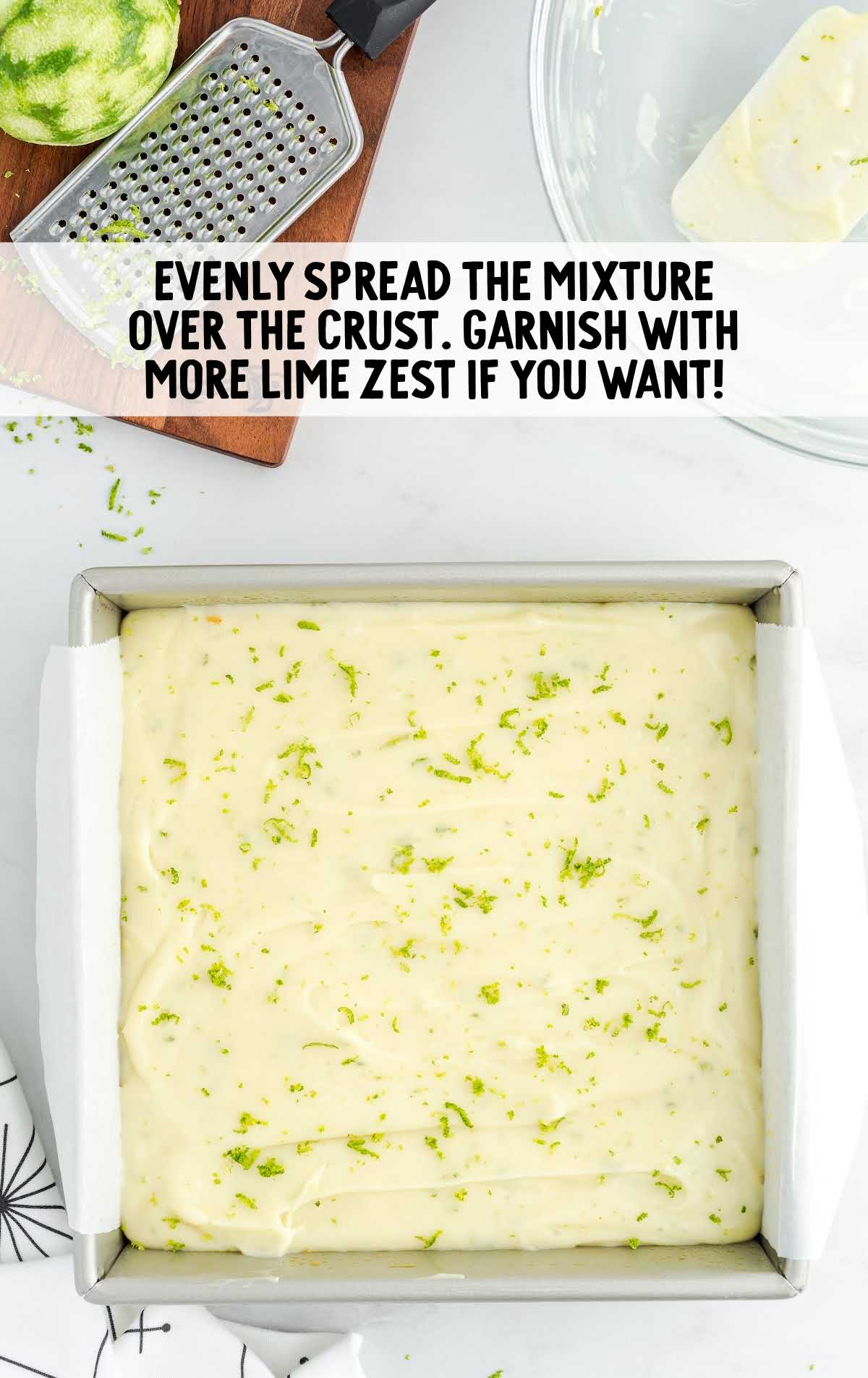 lime juice mixture spread over the crust in a baking dish