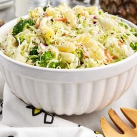 close up shot of Pineapple Coleslaw in a bowl