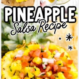 close up shot of Pineapple Salsa and ingredients