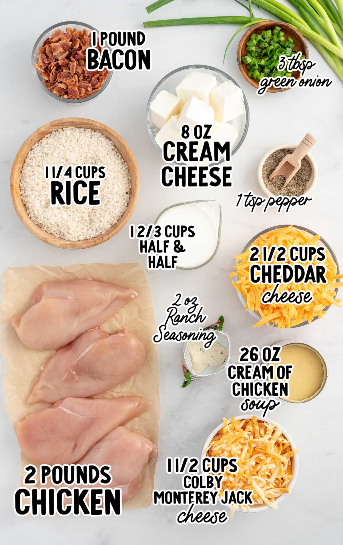 Crockpot Crack Chicken and Rice raw ingredients that are labeled