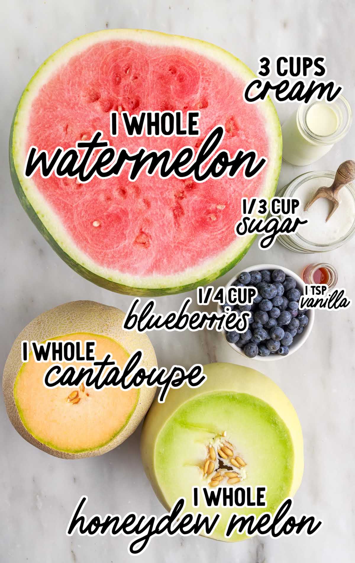 Watermelon Cake raw ingredients that are labeled