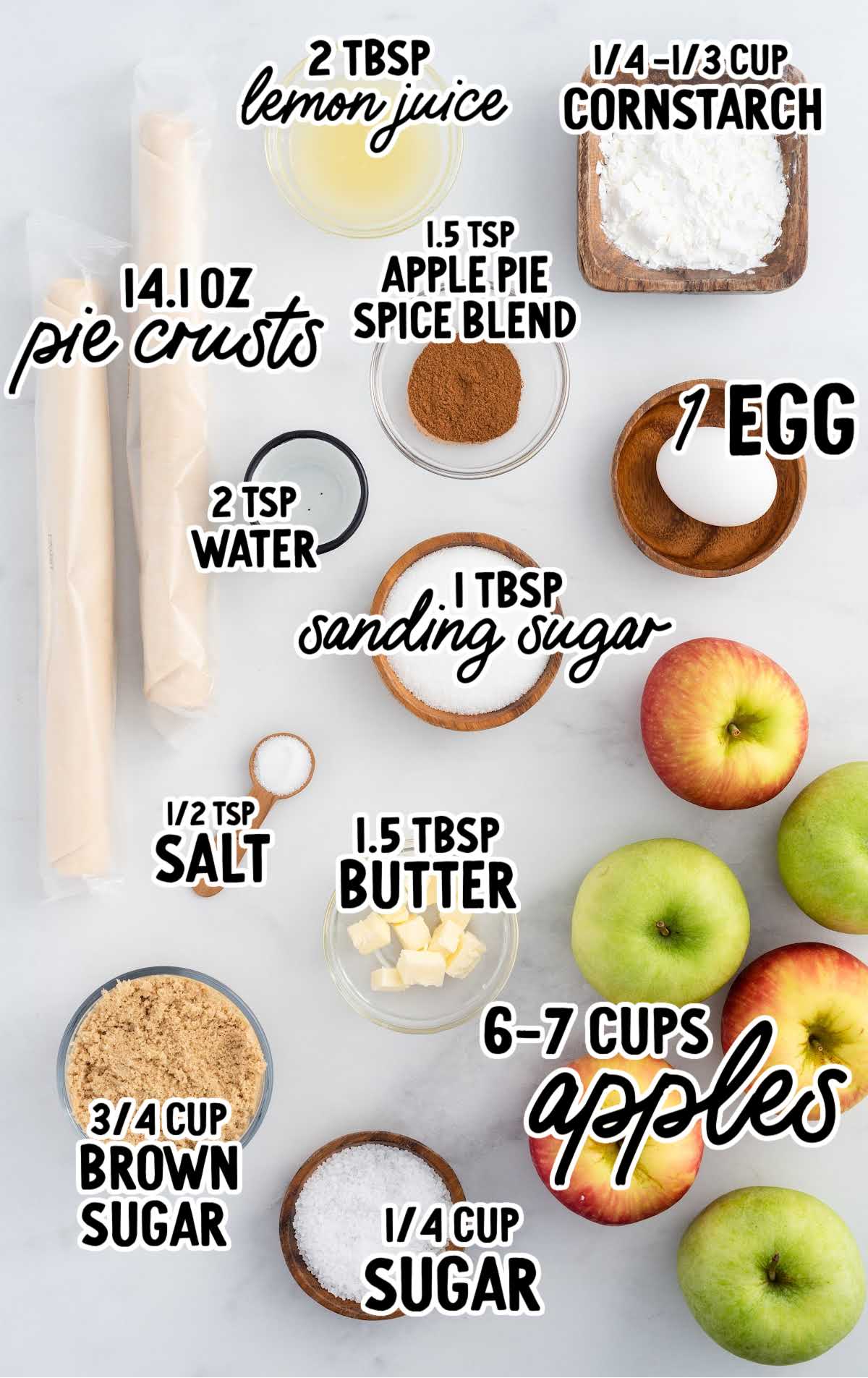 Apple Pie Recipe raw ingredients that are labeled