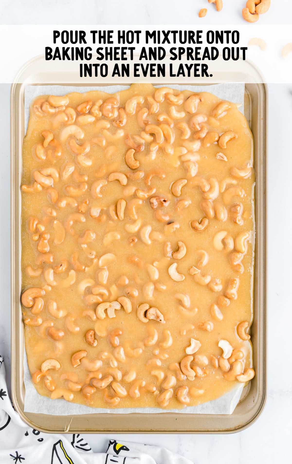mixture poured evenly in a baking sheet