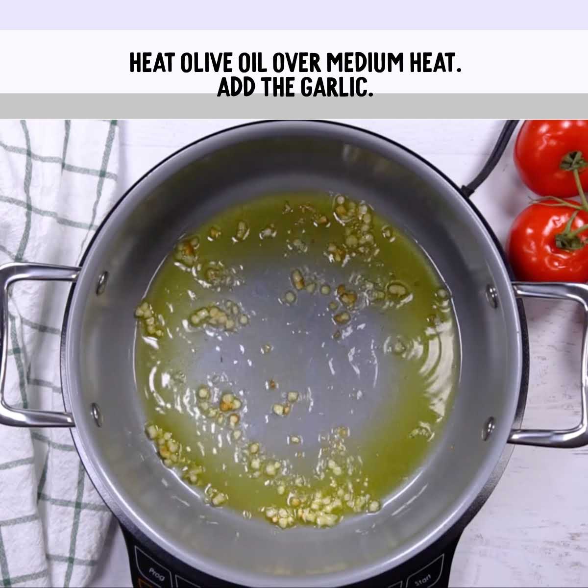 olive oil and garlic combined in a pot