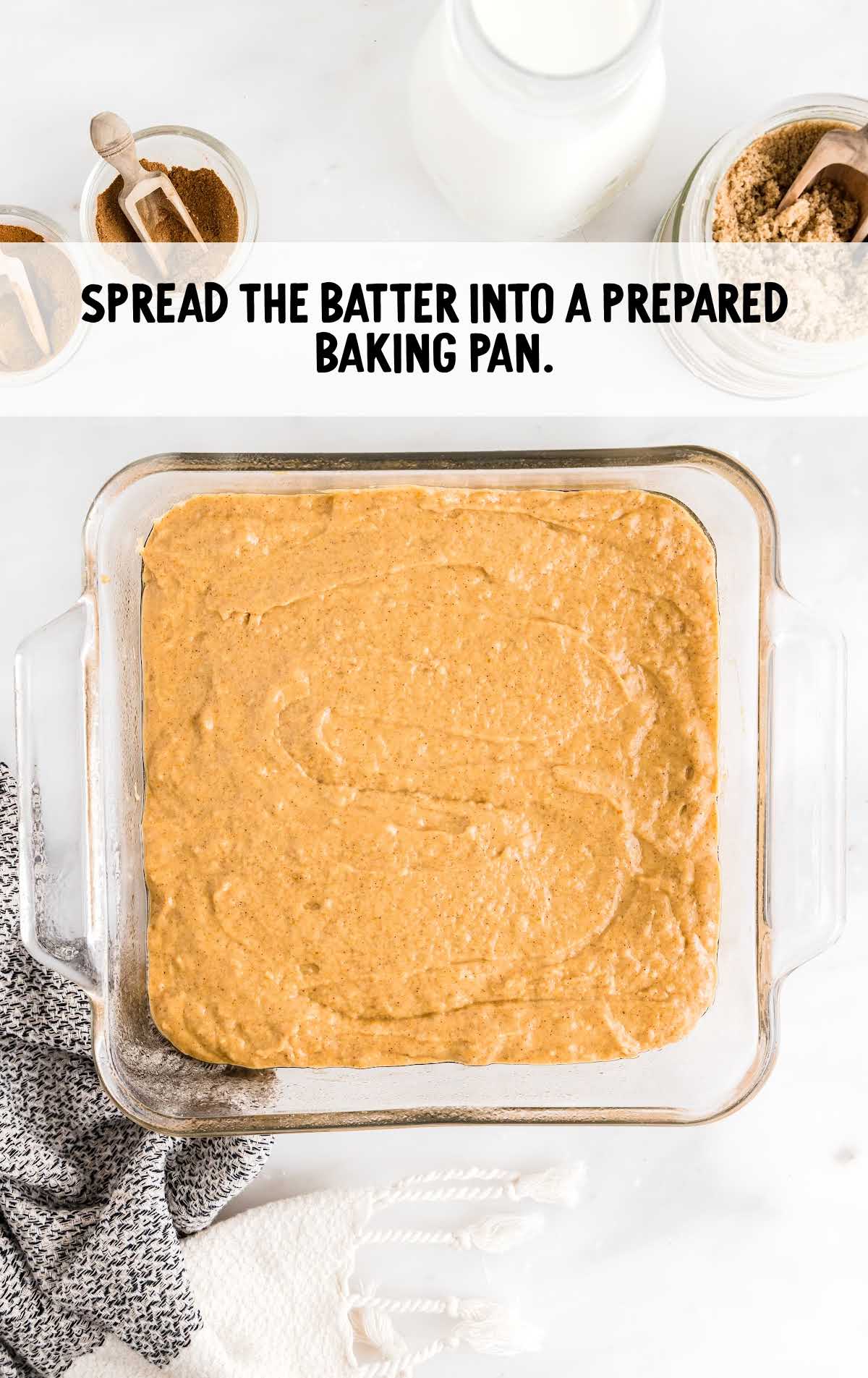 batter spread into a baking pan