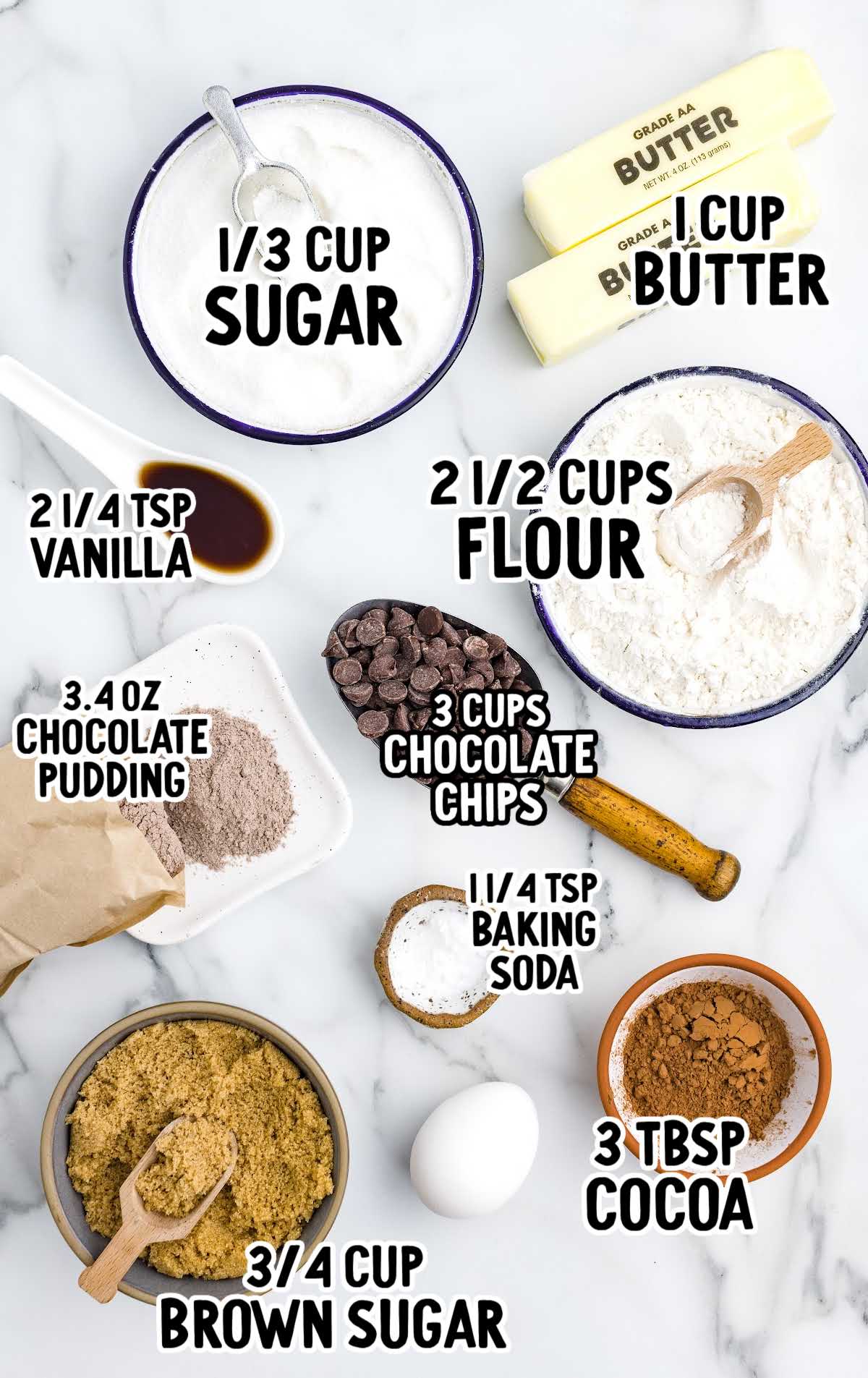 Chocolate Pudding Cookies raw ingredients that are labeled