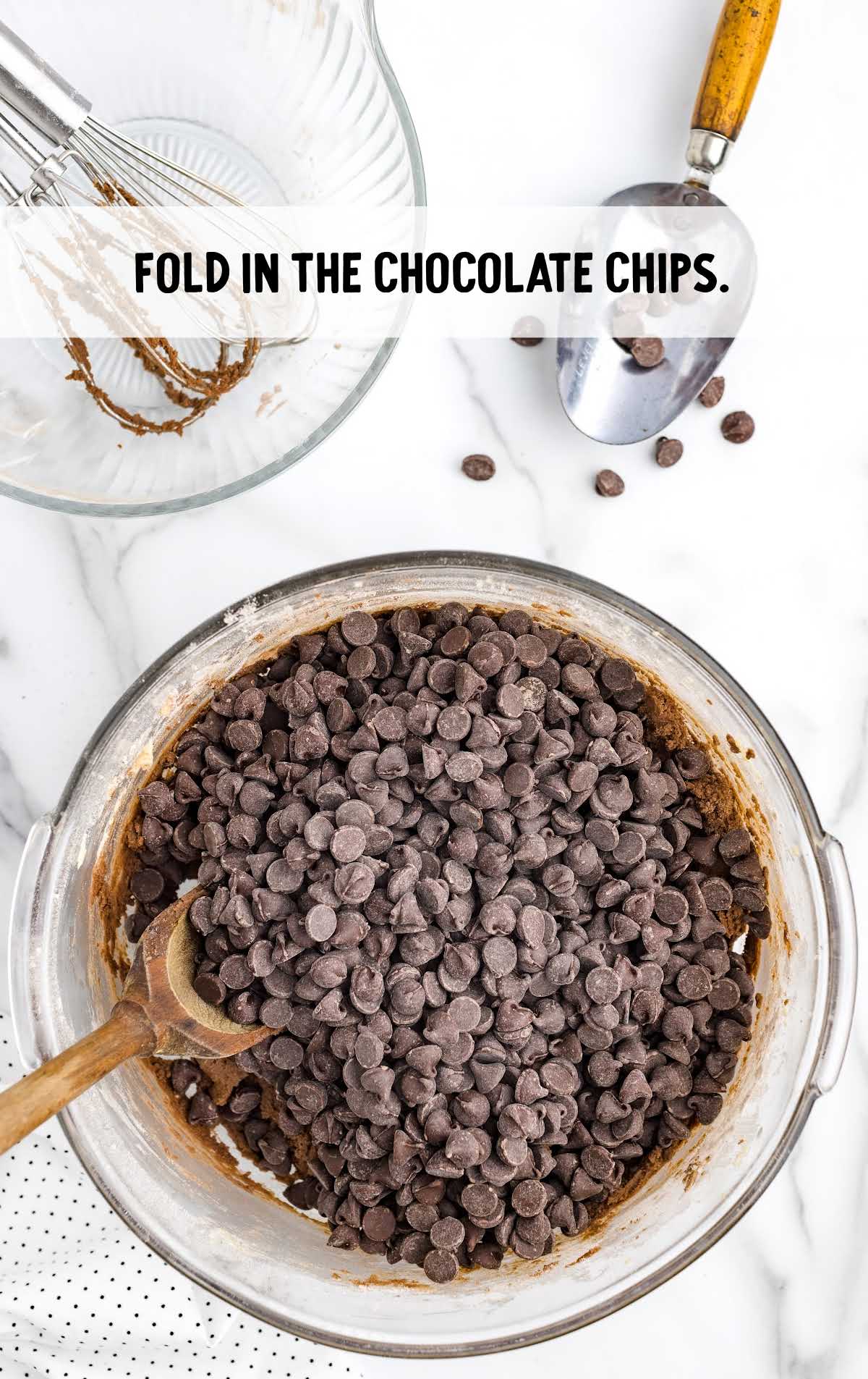 chocolate chips folded in a bowl