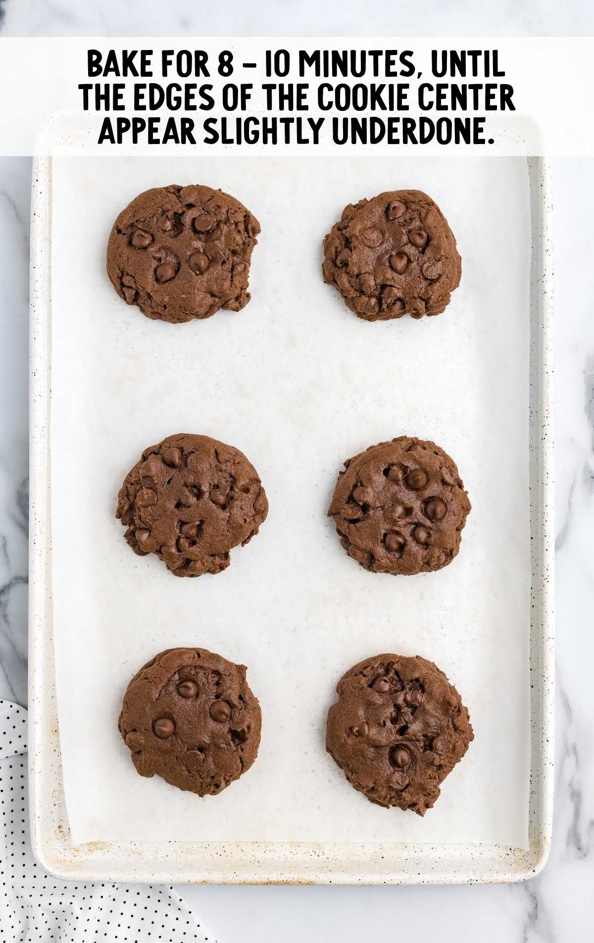 baked Chocolate Pudding Cookies on a sheet tray