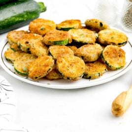 close up shot of Fried Zucchini on a plate