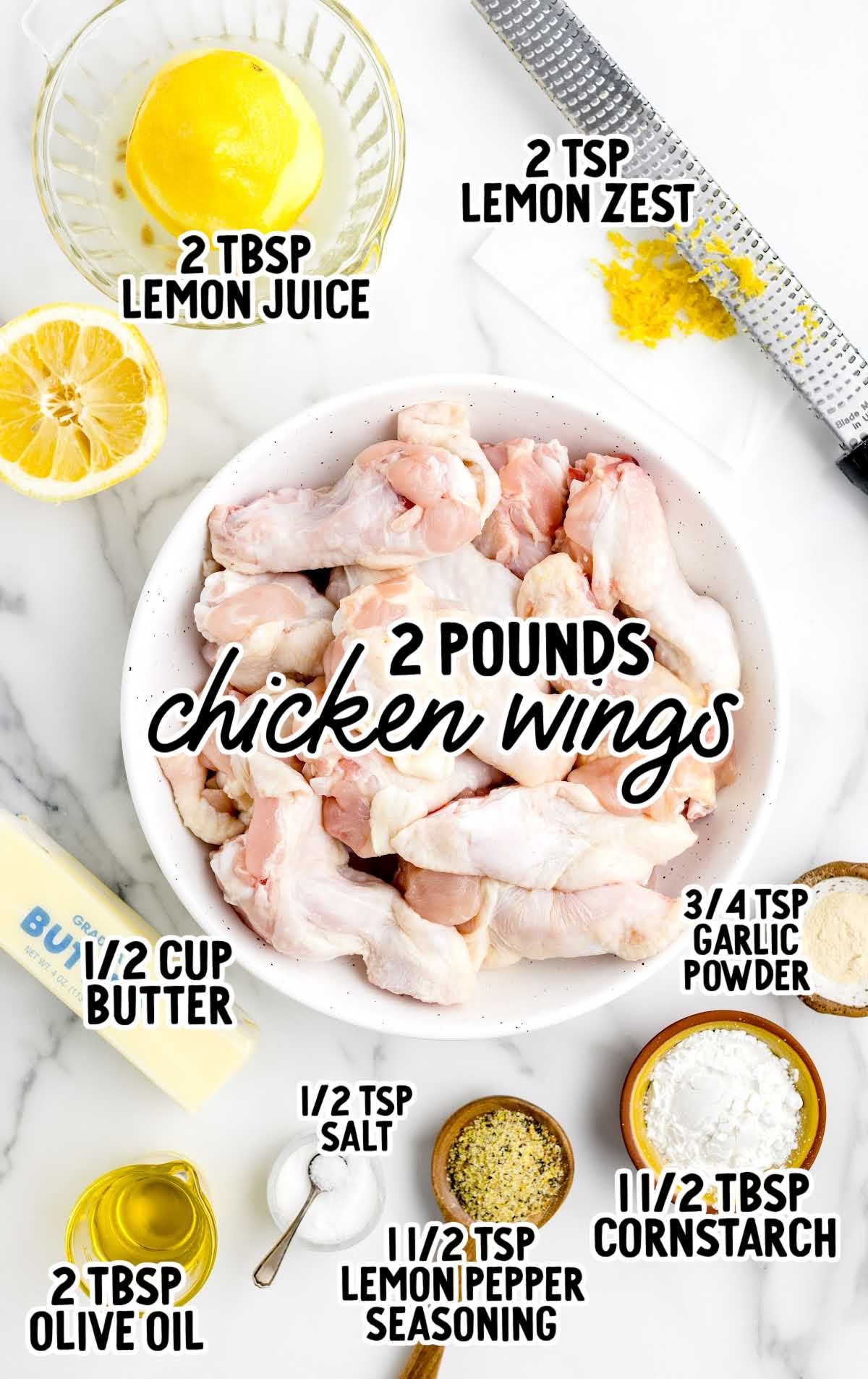 Lemon Pepper Wings raw ingredients that are labeled