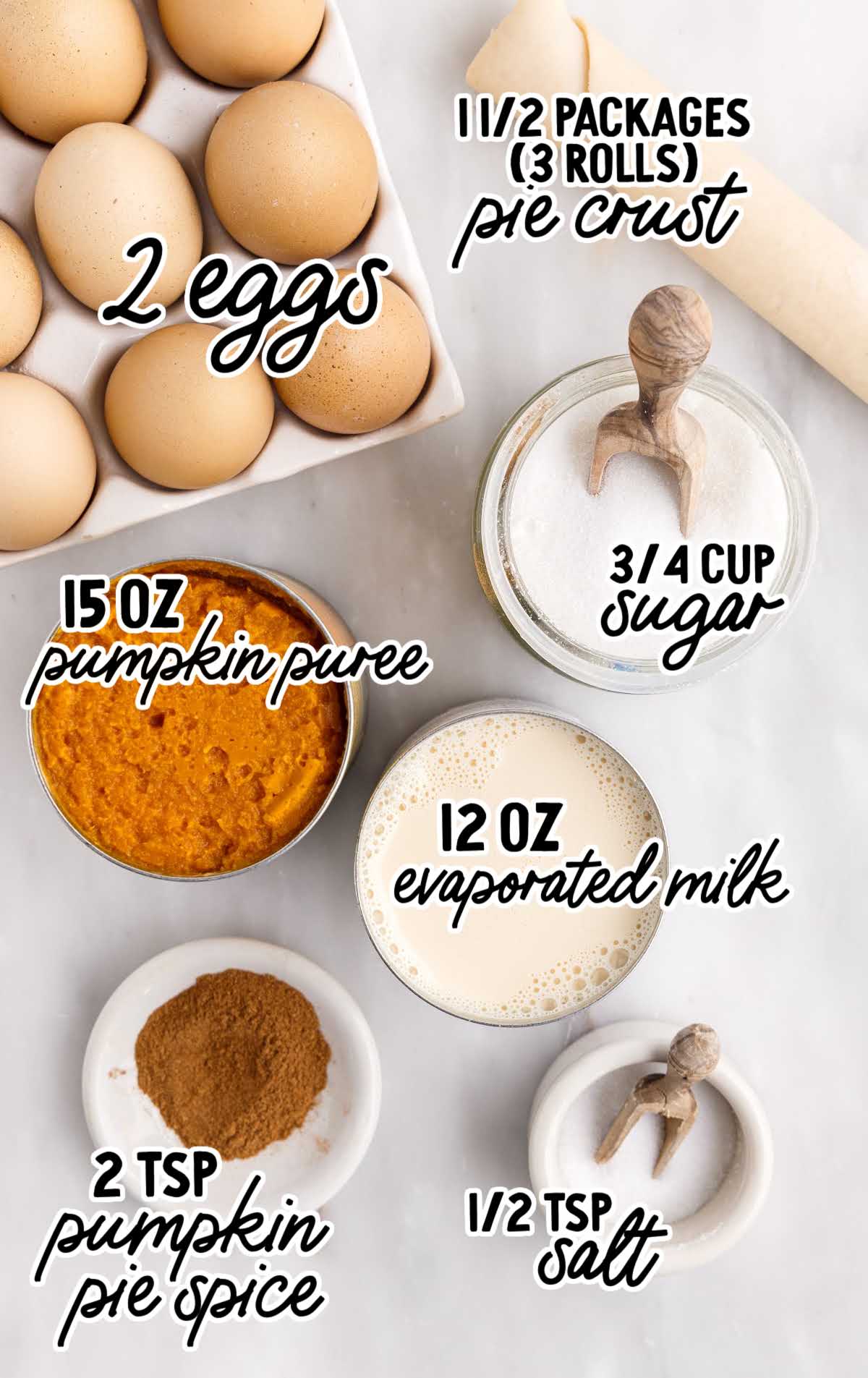 Mini Pumpkin Pies raw ingredients that are labeled
