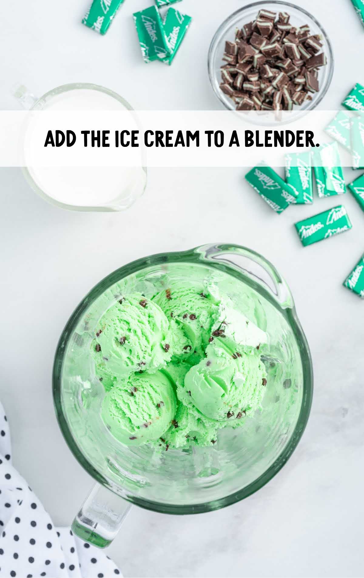 ice cream added to the blender