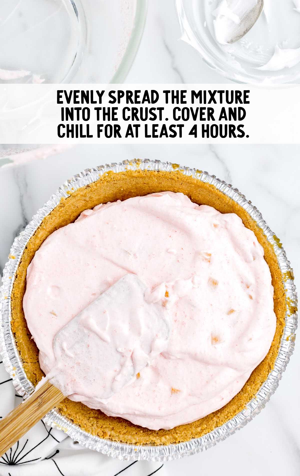 cool whip mixture spread into the crust