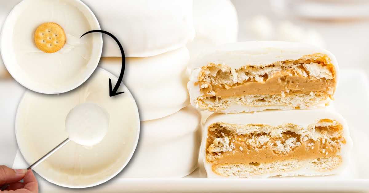 Peanut Butter Ritz Crackers Dipped in White Chocolate Spaceships and