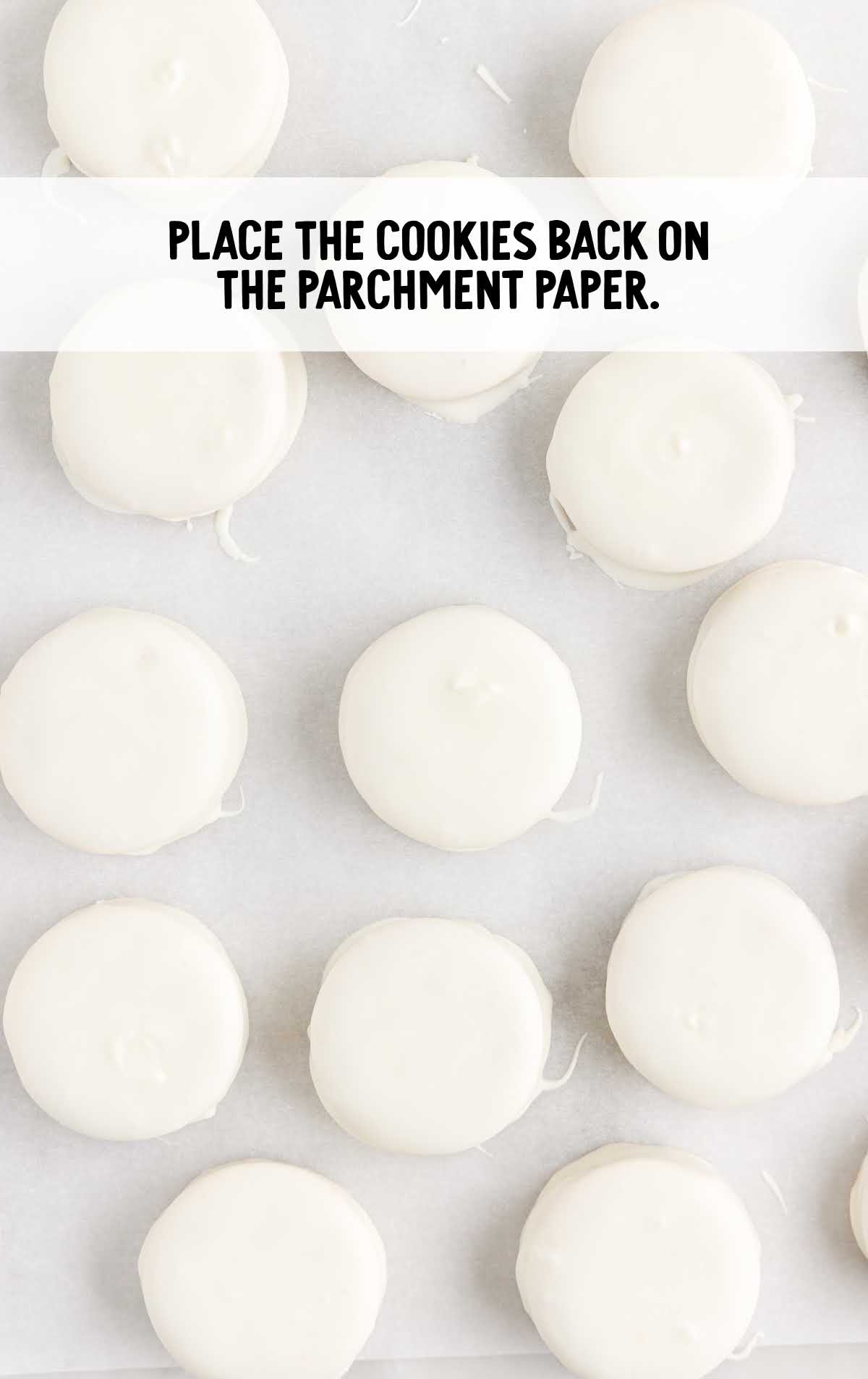 cookies placed back on the parchment paper