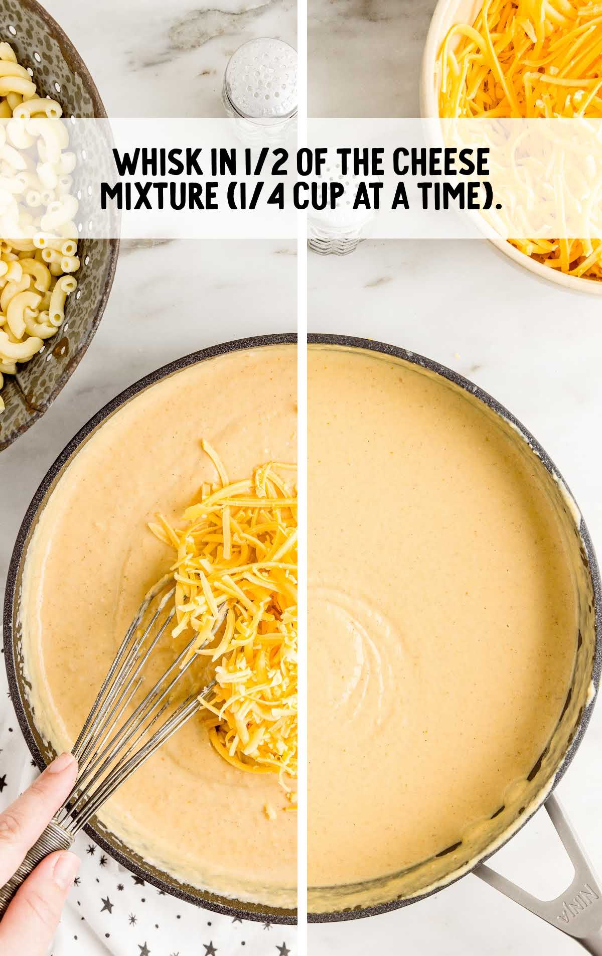 cheese whisked in a bowl with pumpkin puree mixture