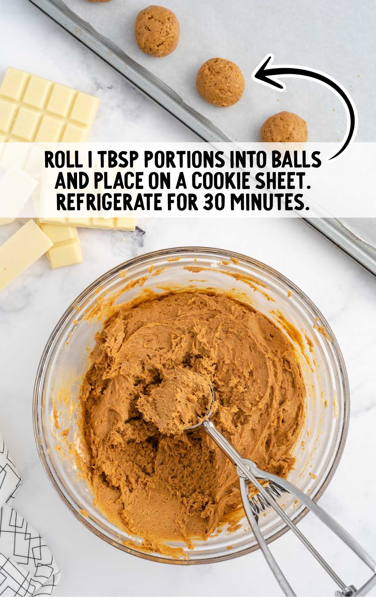 pumpkin mixture rolled into balls and placed on a cookie sheet