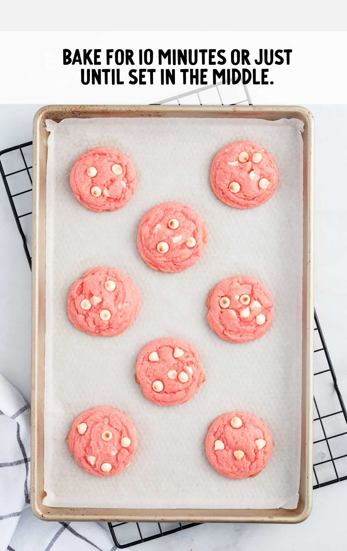 Strawberry Pudding Cookies baked in a baking pan