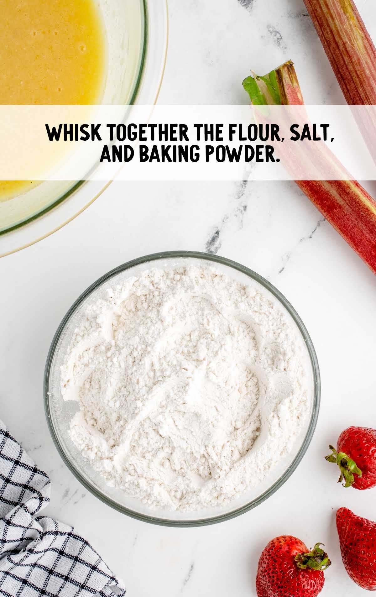 flour, salt, baking powder whisked in a bowl