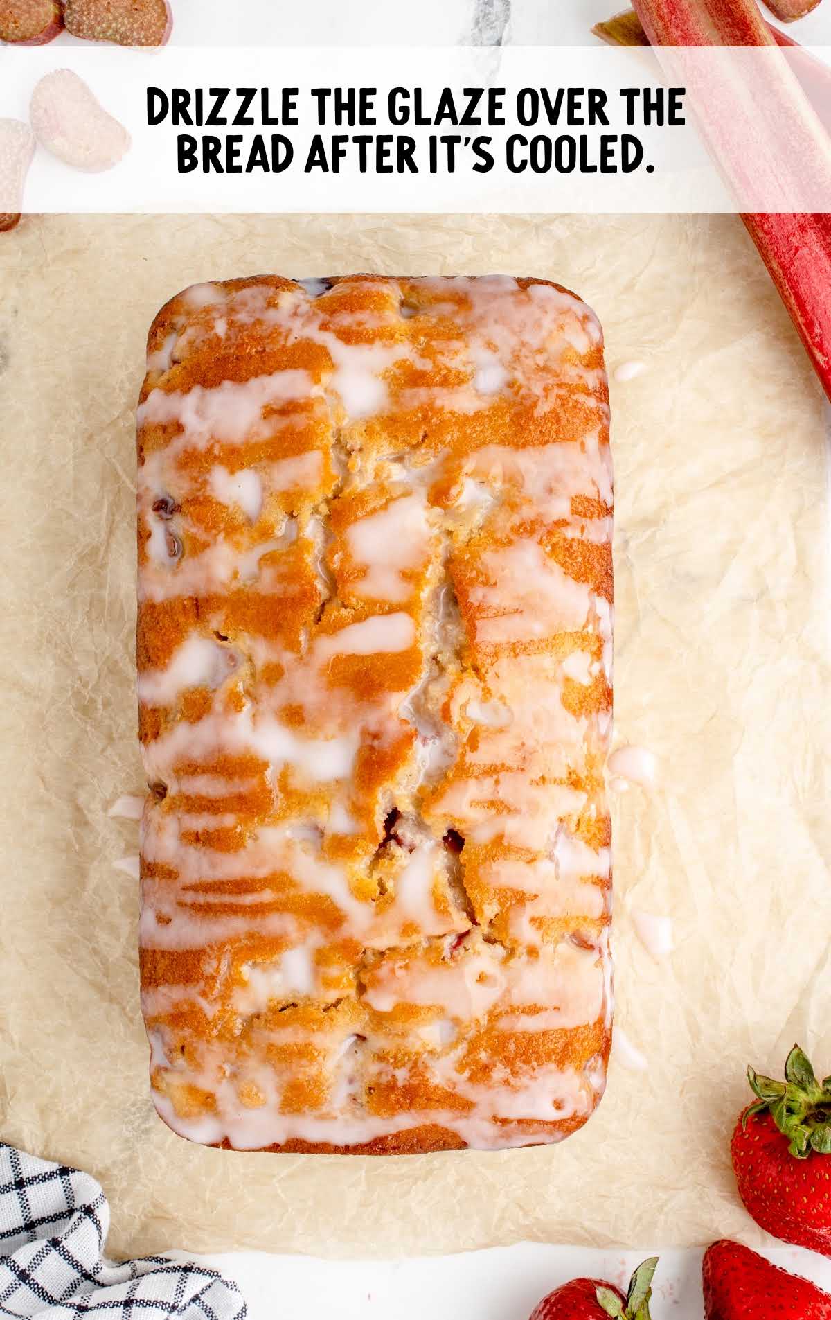 glaze drizzled over the bread