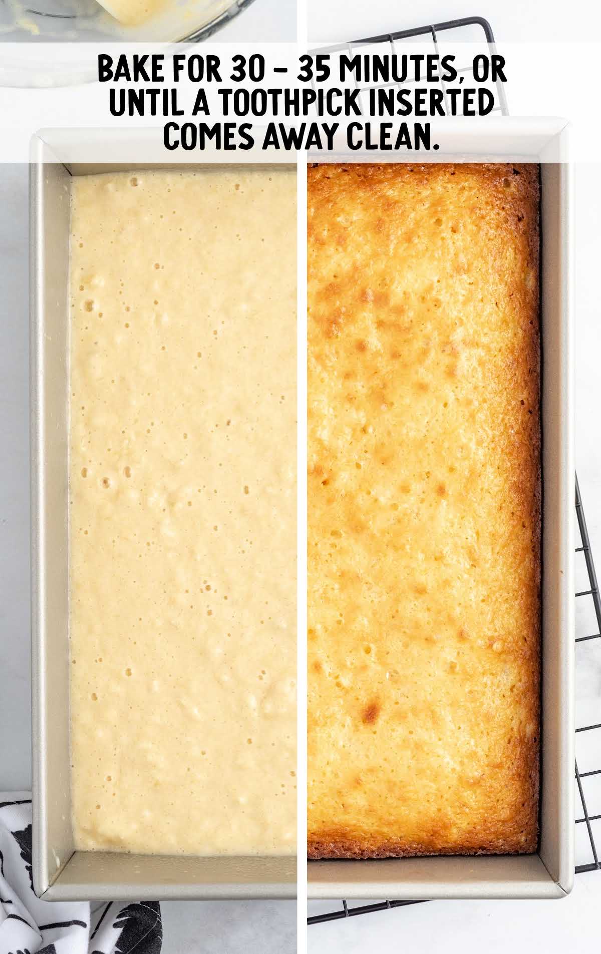 batter cake baked in a baking dish
