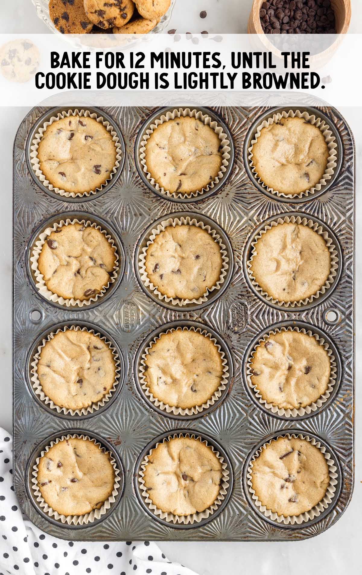 cookie dough baked in a cupcake pan